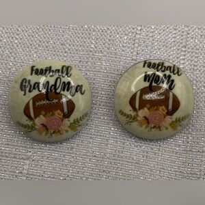 Football Grandma & Football Mom Snap Button Charms - Set of 2